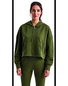 Women's Alice Half-Zip Hooded Sweatshirt Green TriDri TD077 Green