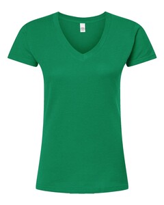 Tultex 214 Green-Women's Slim Fit Fine Jersey V-Neck T-Shirt Green