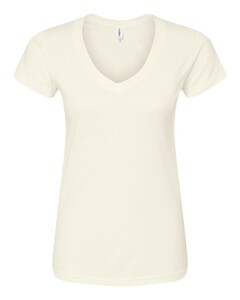 Tultex 214 Natural-Women&#x27;s Slim Fit Fine Jersey V-Neck T-Shirt Natural