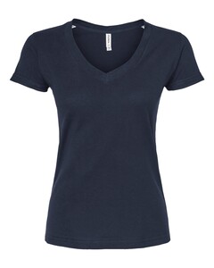 Tultex 214 Navy-Women's Slim Fit Fine Jersey V-Neck T-Shirt Navy