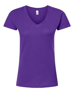 Tultex 214 Purple-Women's Slim Fit Fine Jersey V-Neck T-Shirt Purple