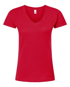 Tultex 214 Red-Women's Slim Fit Fine Jersey V-Neck T-Shirt Red