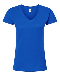 Tultex 214 Blue-Women's Slim Fit Fine Jersey V-Neck T-Shirt Blue