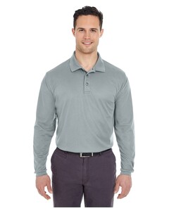 UltraClub 8210LS Gray-Cool & Dry Long Sleeve Mesh Piqué Polo Gray