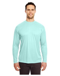 UltraClub 8422 Blue-Cool & Dry Sport Long Sleeve Performance Interlock T-Shirt Blue