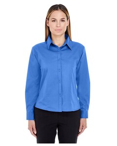 Women's Whisper Twill Dress Shirt Blue UltraClub 8976 Blue