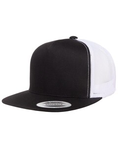 YP Classics 6006 Black-5-Panel Flat-Bill Trucker Hat Black