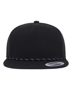 YP Classics 6006BD Black-Classic Five-Panel Trucker Rope Cap Black