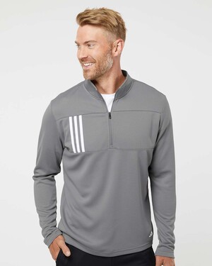Adidas A482 3-Stripes Double Knit Quarter-Zip Pullover - T