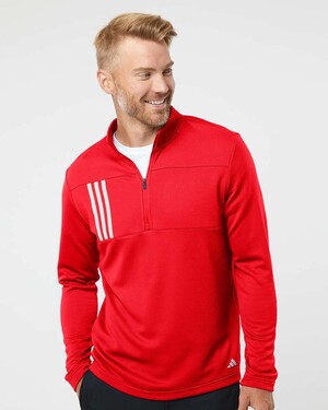 Adidas A482 3-Stripes Double Knit Quarter-Zip Pullover - T