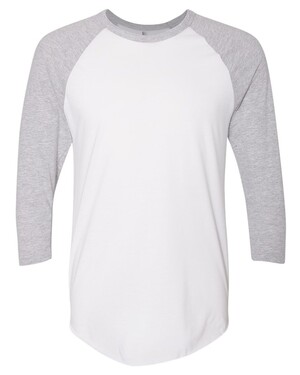 American Apparel 50/50 Raglan Three-Quarter Sleeve Tee - Slim Fit, Heather Black/Black, Unisex Casual Top