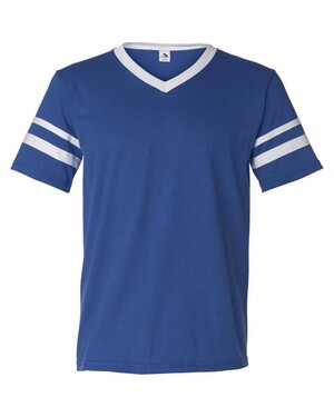 V-Neck Jersey with Striped Sleeves