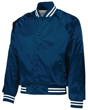 Satin Baseball Jacket Striped Trim