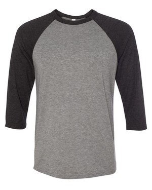 Heather Grey and Black Triblend Raglan - Blank Men's 3/4 Sleeve Shirt