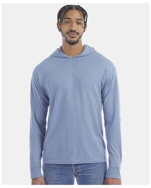 Garment-Dyed Jersey Hooded Long Sleeve T-Shirt