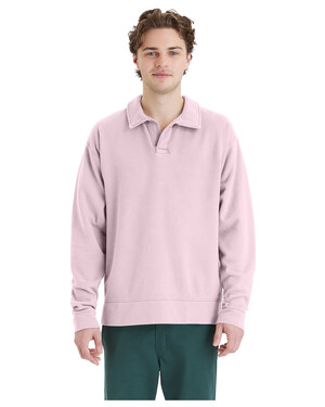 Garment-Dyed Polo Collar Sweatshirt