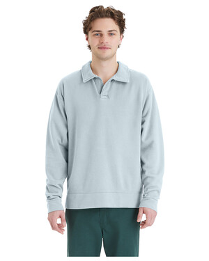 Garment-Dyed Polo Collar Sweatshirt