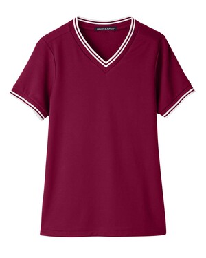 Women's CrownLux Performance® Plaited Tipped V-Neck Shirt