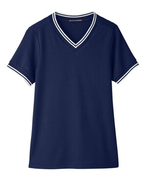 Women's CrownLux Performance® Plaited Tipped V-Neck Shirt