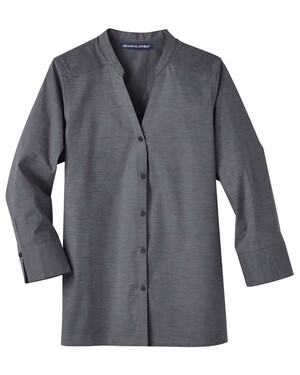 Women's Crown Collection® Stretch Pinpoint Chambra Three-Quarter Sleeve Shirt