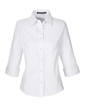 Women's Perfect Fit™ Three-Quarter Sleeve Stretch Poplin Dress Shirt