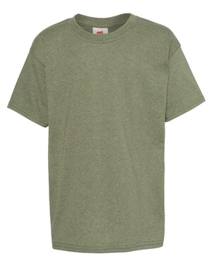 Hanes Youth EcoSmart T-Shirt – 50/50 Cotton/Poly, Tag-Free, Lime Green, Size Small 10 thumbnail image