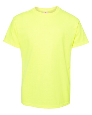 Hanes Youth EcoSmart T-Shirt – 50/50 Cotton/Poly, Tag-Free, Lime Green, Size Small 5 thumbnail image