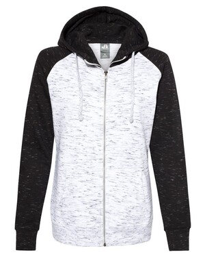 Women’s Mélange Fleece Colorblocked Zip-Up Hoodie
