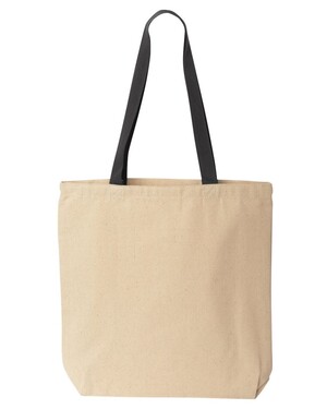 Gusseted 10 Ounce Natural Tote with Colored Handle