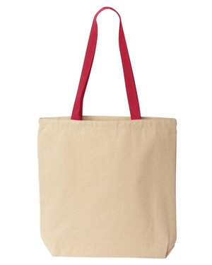 Gusseted 10 Ounce Natural Tote with Colored Handle