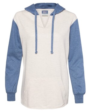 Women’s French Terry Pullover Hoodie with Color blocked Sleeves