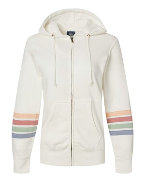 Women's Striped Sleeves Full-Zip Hoodie