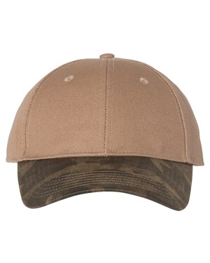 Canvas Crown Cap with Weathered Camo Visor