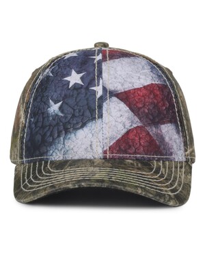 Camo Hat with Flag Sublimated Front Panels
