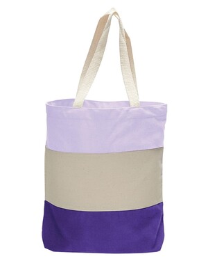 Q-tees Q125800 20L Small Deluxe Tote - Natural/ Navy - One Size