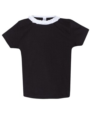 Toddler Girls' Ruffle Neck Fine Jersey T-Shirt
