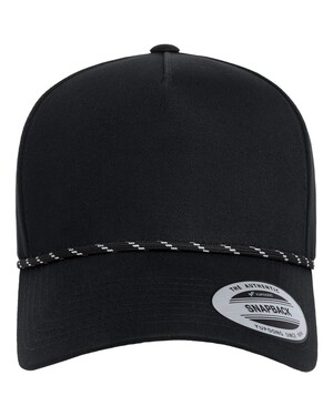 Retro Cotton Blend Five-Panel Rope Cap
