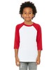 Bella + Canvas 3200Y Youth Three-Quarter Sleeve Baseball T-Shirt