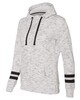 J. America 8674 Women's Melange Fleece Striped Sleeve Hoodie