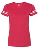 L.A.T. Apparel 3537 Women's Football V-Neck Fine Jersey T-Shirt