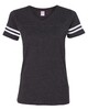 L.A.T. Apparel 3537 Women's Football V-Neck Fine Jersey T-Shirt
