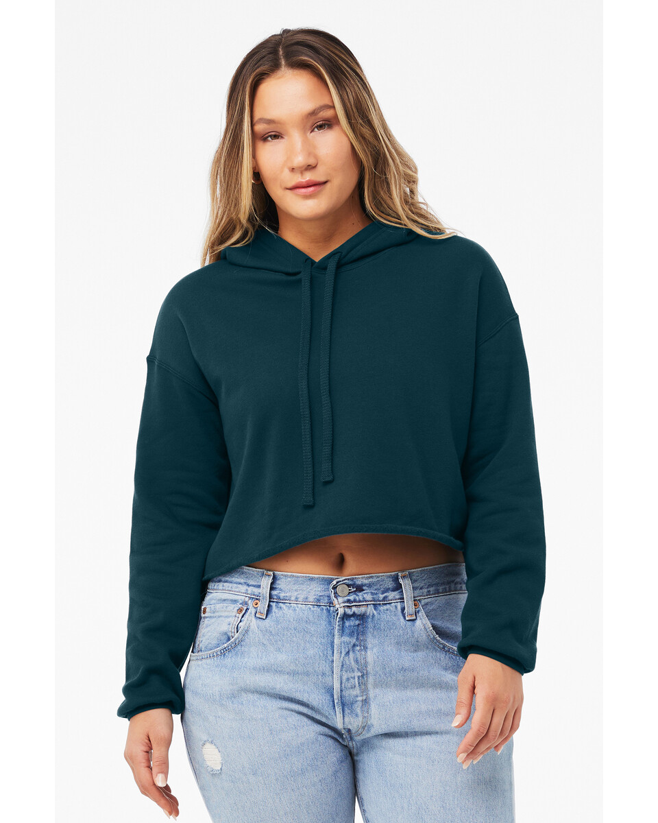 7502 women's cropped fleece hoodie