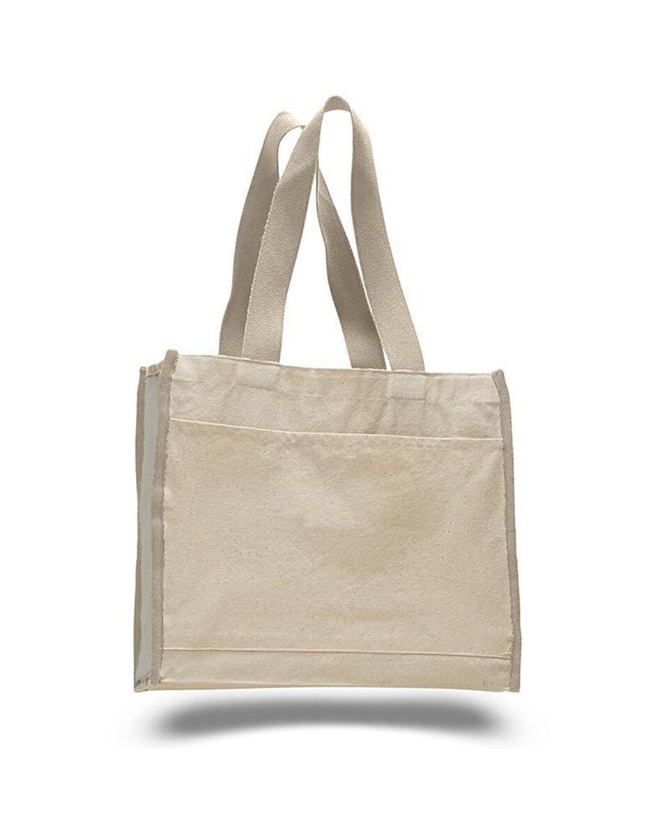 Q-Tees Q1100 14L Tote with Contrast-Color Handles - BlankApparel.com