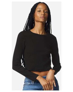 American Apparel BR2107 Cotton Blend-Women's Baby Rib Long Sleeve Cropped Tee Cotton Blend