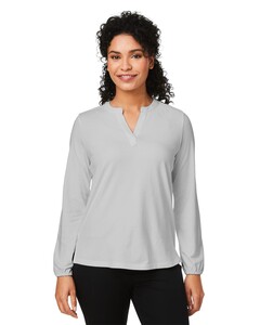 Women's Raleigh Half-Placket Knit Top Tri-Blend Devon & Jones DP122W Tri-Blend