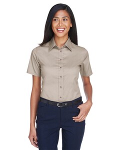Women's Easy Blend™ Short Sleeve Twill Dress Shirt with Stain-Release S Harriton M500SW S