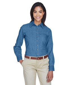 Women's Long Sleeve Denim Shirt L Harriton M550W L