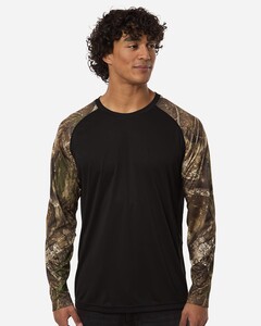 RealTree RT3104 100% Polyester-Unisex Realtree&reg; Performance Colorblocked Long Sleeve T-Shirt 100% Polyester