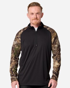 RealTree RT5703 XS-Unisex Realtree&reg; Performance Colorblocked Quarter-Zip Pullover XS