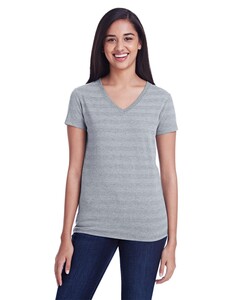 Women's Invisible Stripe V-Neck T-Shirt Threadfast Apparel 252RV